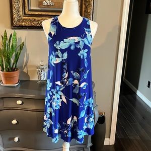 Lauren Ralph Lauren Blue Floral A Line  Sleeveless Dress Size 6